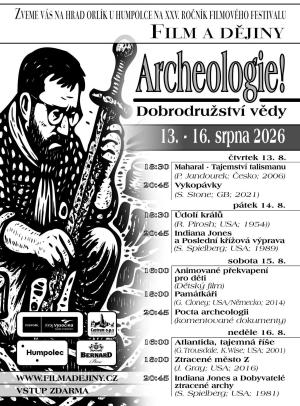 Leták s programem filmového festivalu film a dějiny na hradě Orlík
